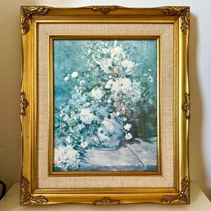 VTG Renoir Ornate Gold Framed Flower Bouquet 14” x 12”